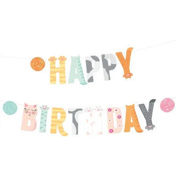 Nápis Happy Birthday Kočičky 200x18 cm