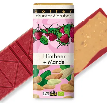 Cukrovinka Zotter ovocná čokoláda Maliny mandle