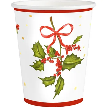 Sklenice Vánoční papírové sklenice 220ml 10 ks