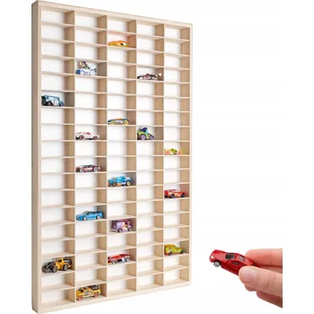 Úložný box Velká police na drobnosti, dřevěný organizér, vitrína na sbírky s 90 přihrádkami