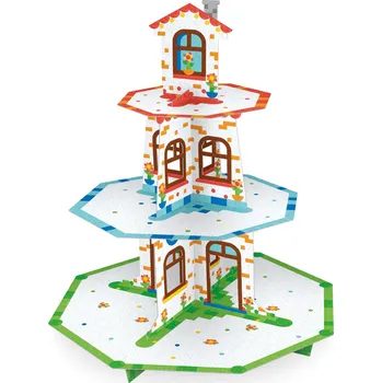 Papírový stojan na koláče, cupcakes a muffiny Stavebnice 34x46cm