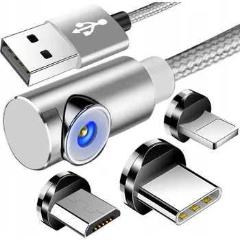 Datový kabel Kabel Interlook USB - USB typ C / microUSB / Lightning 2 m stříbrný