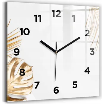 Hodiny Hodiny Tvrzené Sklo Tiché Bez Hlučné Nástěnné Tropické listy 30x30