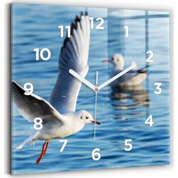 Hodiny Čtvercové Skleněné Nástěnné Hodiny do Kanceláře s Grafikou Racků v Gdyni 30x30 cm