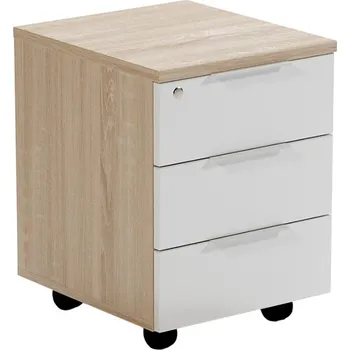 Zásuvkový kontejner ARBYD Matně bílý dubový kancelářský kontejner Thor 42,2 x 56,2 cm