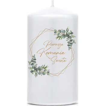 Svíčka SVATÉ PŘIJÍMÁNÍ SVÍČKA Dekorace na Stůl ke SVATÉMU PŘIJÍMÁNÍ Lístky Zelené 12cm Matná