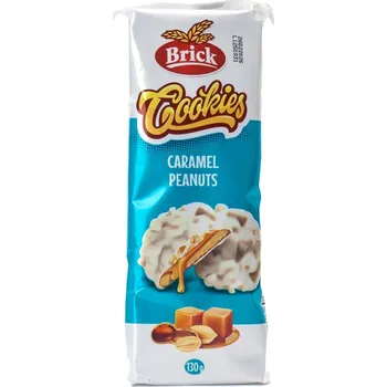 Cukrovinka Brick Cookies v bílé čokoládě s karamelem a arašídy