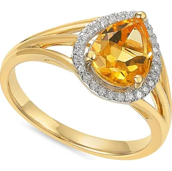 Prsten Diamantový prsten se zářivým citrínem IZBR1291 + dárkové balení LUXUS zdarma