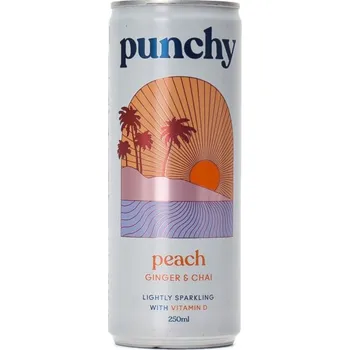 Limonáda Punchy Perlivá voda Broskev Zázvor Chai