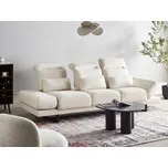 Pohovka krémově bílá polyesterové čalounění ocelové nohy nastavitelné boční opěrky a opěradlo nábytek obývací pokoj Beliani