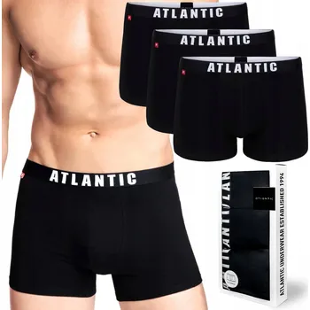 Boxerky Pánské boxerky 3-BALENÍ přiléhavé trenýrky ATLANTIC 3MH-011 černé - XXL