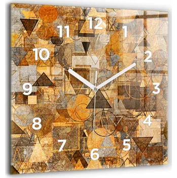 Hodiny Velké skleněné nástěnné hodiny s grafikou - Tiché - Geometrické tvary 60x60 cm