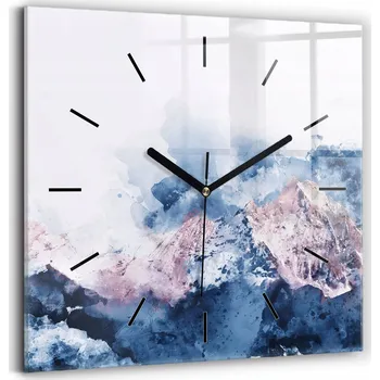 Hodiny Velké čtvercové nástěnné hodiny s abstraktním motivem horských pásem 30x30 cm