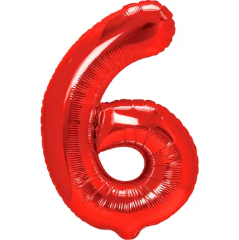 Balónek Narozeninový balón číslo 6 červený, 100 cm