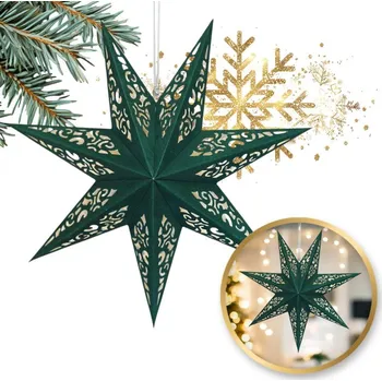 Vánoční dekorace Velká vánoční hvězda - zelená, 45 cm