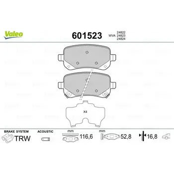 Brzdová destička Sada brzdových destiček, kotoučová brzda VALEO 601523