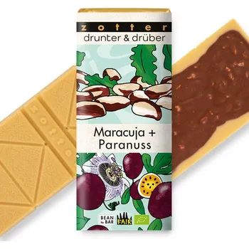 Cukrovinka Zotter ovocná čokoláda Maracuja a para ořechy