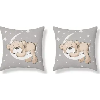 Povlak na dekorativní polštářek DETEXPOL Povlak na polštářek Medvídek Moon grey Bavlna, 40/40 cm