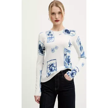 Dámské oblečení Svetr s příměsí lnu Desigual TAMPERE 25SWJF32 bílá 00X, vel. XS