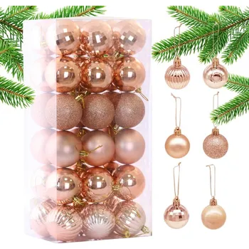 Vánoční dekorace Sada vánočních koulí růžové zlato průměr 5,5 cm, 36 ks