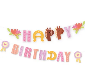 Party dekorace Banner Happy Birthday s koníky 245 x 22,5 cm
