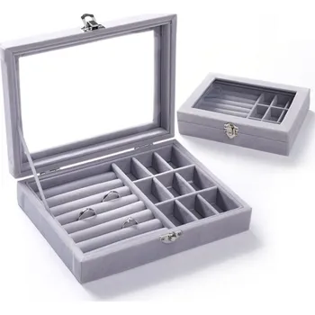 Šperkovnice Šperkovnice, úložný box na bižuterii - šedá