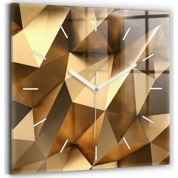 Hodiny Čtvercové Skleněné Nástěnné Hodiny s Geometrickým Vzorem Textury 30x30 cm