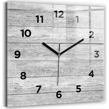 Hodiny Minimalistické skleněné nástěnné hodiny s motivem dřevěných panelů 30x30 cm
