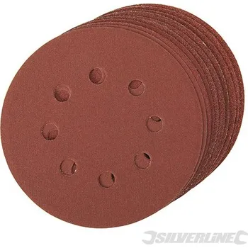 Brusný papír Silverline | Brusný papír děrovaný 125 mm, se suchým zipem - 10 kusů - 4 x 60, 2 x 80, 120, 240G 479349