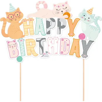 Dortová svíčka Zápich na dort Happy Birthday Kočičky 1ks