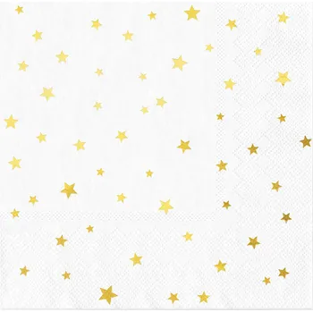 Papírový ubrousek Papírové ubrousky se zlatými hvězdičkami, 10 ks