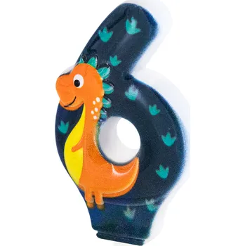 Dortová svíčka Narozeninová svíčka dinosaurus číslo 6, 8 cm
