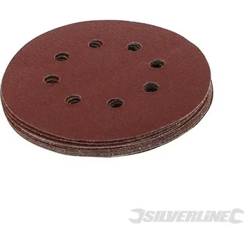Dílna Silverline | Brusný papír 125 mm, perforovaný, se suchým zipem - 10 kusů - 80 Grit 633955
