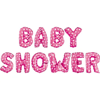 Balónová girlanda BABY SHOWER růžová se srdíčky