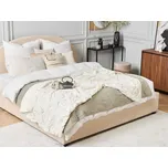 Deka krémově bílá polyester 130 x 180 cm přikrývka na postel zlatý mramorový vzor obývací pokoj ložnice Beliani