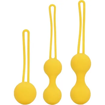 Shots Loveline Kegel Ball Exercise Set Lemonade Yellow, sada 3 silikonových vaginálních kuliček s průměry 2,9–3,4 cm