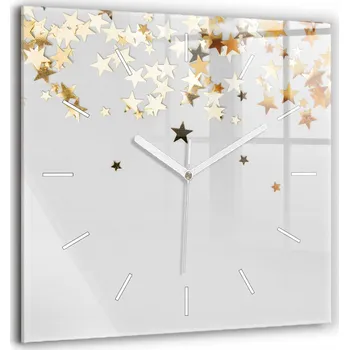 Hodiny Skleněné hodiny Dekor Tichý mechanismus Loft Nástěnné Hvězdy na světlém pozadí