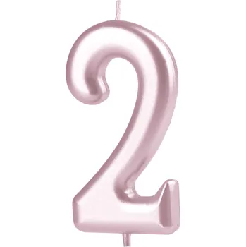 Dortová svíčka Lesklá dortová svíčka růžově zlatá číslo 2