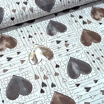 Hladká bavlna - Hnědé srdce 150