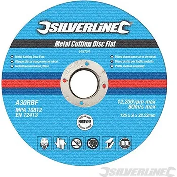 Řezný kotouč Silverline | Řezný kotouč na kámen, plochý - 10 kusů - 125 x 3 x 22.23mm 349754