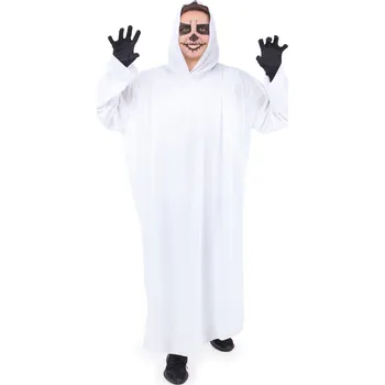 Karnevalový kostým Bílý plášť s kapucí Duch 140 cm