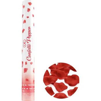 Konfeta Vystřelovací konfety - červené okvětní lístky, 40 cm