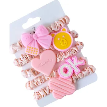 Sada 5 elastických gumiček do vlasů, růžové