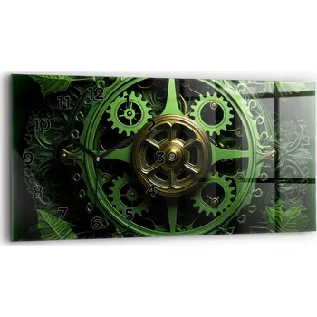 Hodiny Nástěnné hodiny Wallfluent, odstíny zelené, 60 cm