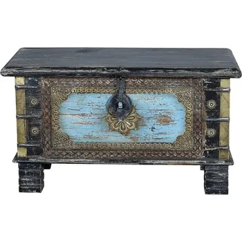 Truhla Vintage dřevěná malá truhla Macue Black 80cm mango