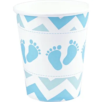 Sklenice Sklenička na oslavu Baby Shower Modré Stopy, 220 ml, 6 ks
