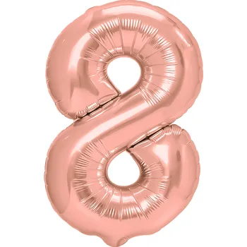 Balónek Fóliový narozeninový balón číslo 8 rose gold - 100 cm velký balón na oslavu