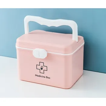 Úložný box Organizér - krabička na léky, růžová