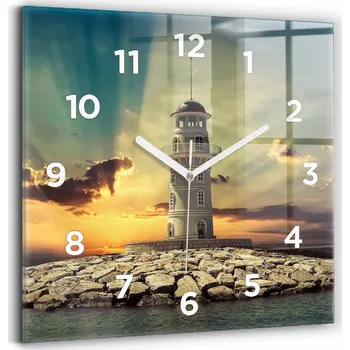 Hodiny Skleněné Hodiny Moderní Nástěnné Hodiny Maják na vodě 30x30