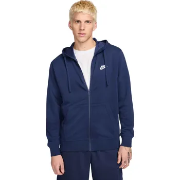 Pánská mikina Pánská rozepínací mikina Nike M NSW CLUB HOODIE FZ FT modrá BV2648-410 - S | UK 17 | US 18